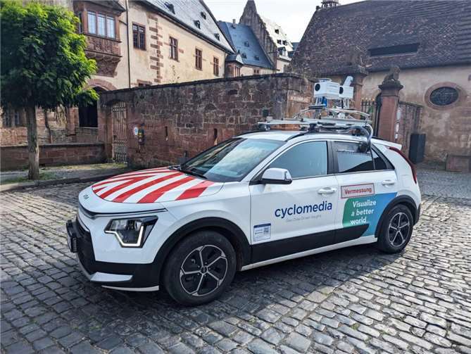 Die mit Kamera ausgestatteten Fahrzeuge nehmen in den nächsten Wochen Panoramaaufnahmen für die Energienetze Mittelrhein auf. Quelle: Cyclomedia