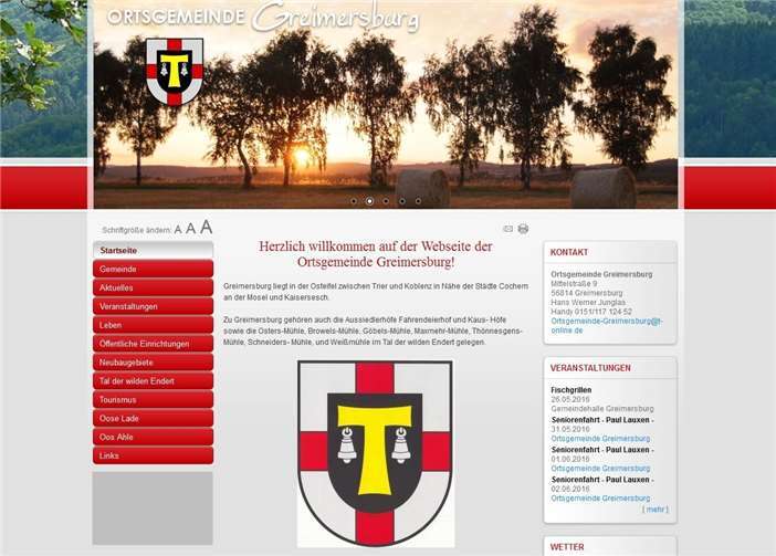 Die neue Homepage der Ortsgemeinde Greimersburg wurde im Rahmen eines geförderten Projekts erstellt. privat