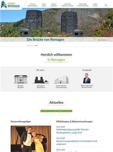 Die neue Webesite der Stadt Remagen.Quellen: Stadt Remagen