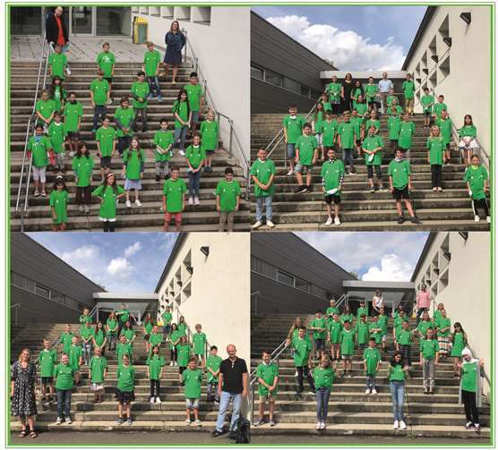 Die neuen Fünftklässler gemeinsam mit ihren Klassenleiterteams.Foto: privat