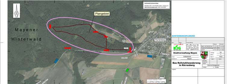 Die notwendigen Sperrungen gelten seit Montag, 3. Mai (im Plan rot dargestellt). Grafik: Stadt Mayen