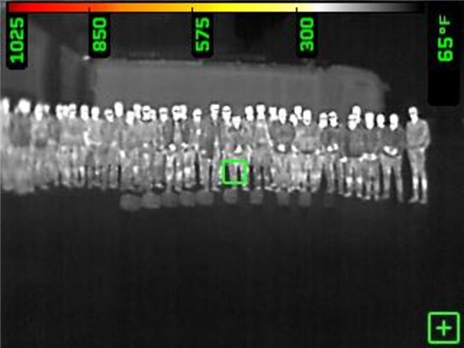 Die selbe Gruppe im Wärmebild.