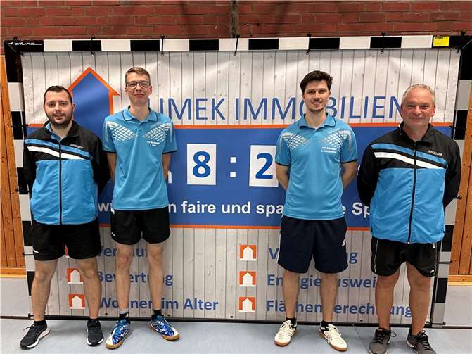 Die siegreiche erst Mannschaft: v.l. K. Müller, T. Dörr, D. Jacquemien und G. Lenz. Quelle: Tischtennis-Freunde Remagen