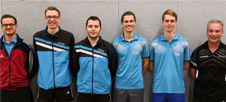 Die siegreiche erste Mannschaft (v. l.): Michael Kleinschmager, Tobias Dörr, Kevin Müller, Daniel Jacquemien, Peer Stobbe und Guido Lenz. privat