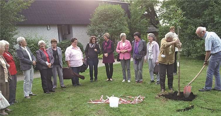 Die symbolträchtige Pflanzung des Apfelbaums.privat