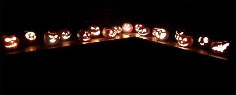 Die tollen Ergebnisse der Kürbisschnitzerei.