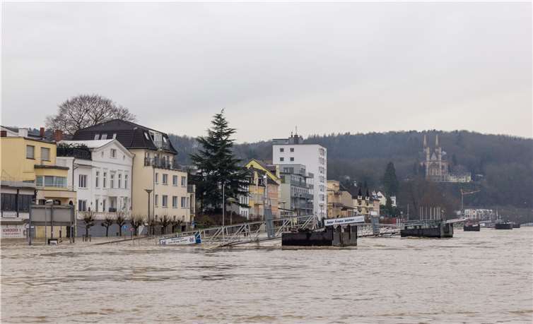 Die überflutete Rheinpromenade in Remagen.Luca Lamonte-Austin