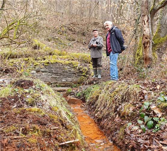 Die unveränderte Bruchsteineinfassung der Anlage ist noch heute zu erkennen.