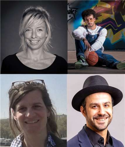 Die vier Dozenten des TalentCAMPus Ferienworkshops (von rechts oben nach links unten): Stefanie Manhillen, Gabriel Hermes, Selina Schuster und Camillo Donneys. Foto: privat