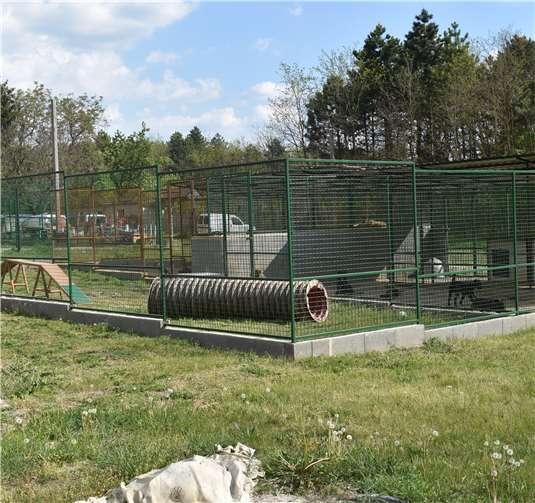 Die zahlreichen Freilaufgehege auf der „Swiss Ranch“ werden mitunter zum Training der Hunde mit dem Ziele ihrer Resozialisierung genutzt.