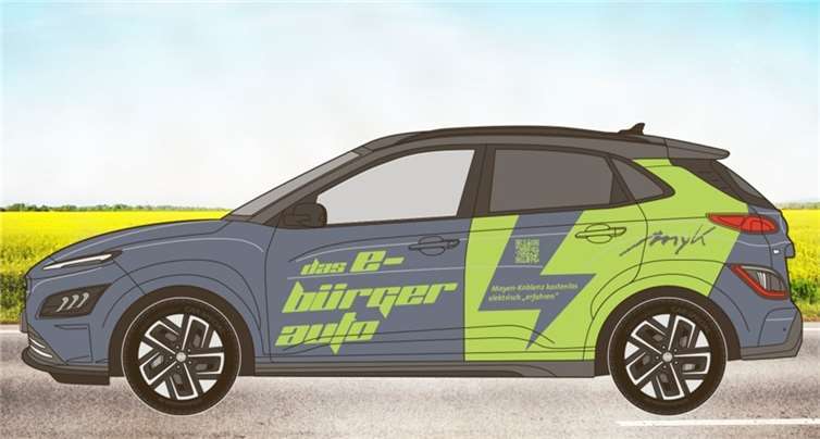 Diese Grafik zeigt, wie das E-Bürgerauto aussehen wird, das künftig auf den Mendiger Straßen unterwegs sein wird.  Foto: Kreisverwaltung/AdobeStock_170735855