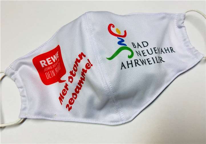 Diese Maske ist im Rewe-Markt Bad Neuenahr erhätlich und unterstützt die Werbegemeinschaft Aktivkreis Bad Neuenahr-Ahrweiler..