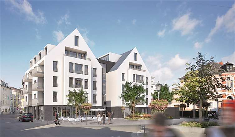 Diese Visualisierung zeigt, wie der Wadenheimer Platz nach Beendigung der Bauarbeiten aussehen wird. Architekturbüro Mertens