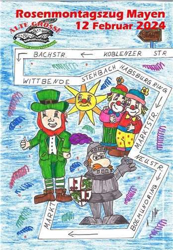 Diesen Weg nimmt der Rosenmontagszug 2024 in Mayen.  Quelle: Alte Große Mayener Karnevalsgesellschaft