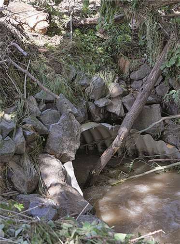 Diesen schmalen Durchlass in der Brücke, in dem sich auch noch Treibgut verkeilen kann, sehen viele Anwohner des Mehlemer Baches als eine der Hauptursachen für die Überschwemmung an.