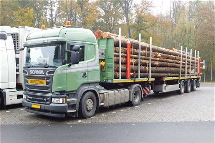 Dieser Langholztransport war mit 7 Tonnen übergewicht auf der Autobahn unterwegs. Fotos: Polizei