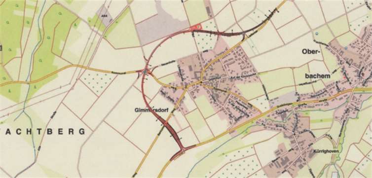 Dieser Plan zeigt, wo die Ortsumgehung Gimmersdorf künftig entlangführen soll.