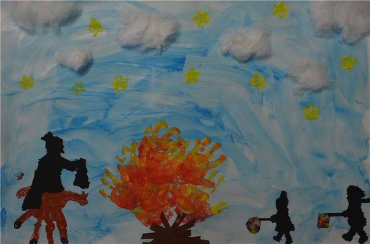 Dieses tolle Kunstwerk von Sankt Martin und dem Martinsfeuerhaben die kleinen Delphin-Kinder aus Sinzig gemalt und gebastelt. Foto: Privat