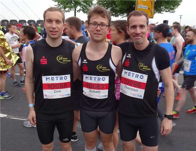 Dirk Gimnig, Robert Schütz und Thorsten Meyer liefen den Marathon unter der magischen Drei-Stunden-Grenze. privat