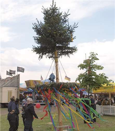 Doch da steht er nun, zwar stark verkürzt aber sicher, der Kirmesbaum 2013.