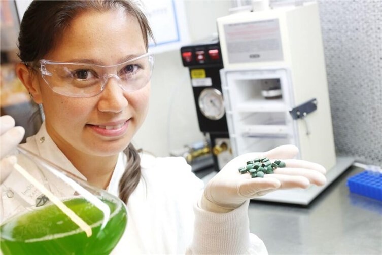 Dr. Melanie Oey bei der Forschung mit Mikroalgen