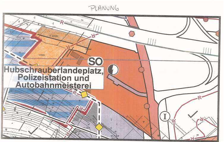 Durch die Änderung des Flächennutzungsplanes soll die Ausdehnung des Sondergebietes „Hubschrauberlandeplatz, Polizeiautobahnstation und Autobahnmeisterei“ ermöglicht werden.