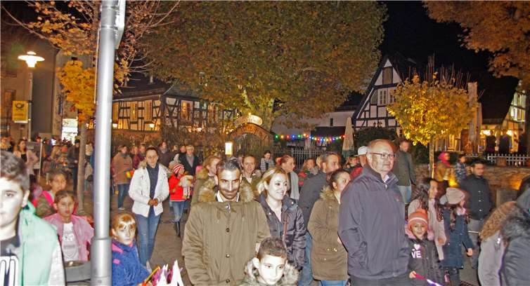 Durch die Straßen von Höhr ging esmit Laternen Richtung Martinsfeuer.
