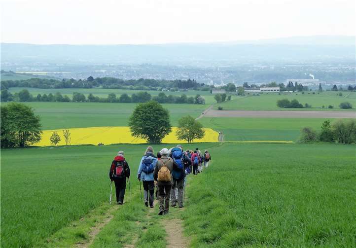 Durch grüne Felder und blühende Rapsfelder lief die Wandergruppe.