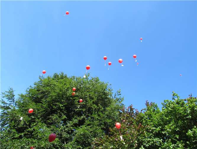 Dutzendfach schwebten die Ballons in die Lüfte.