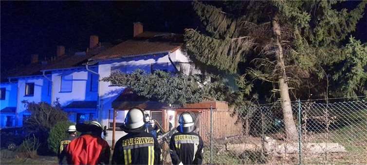 Ein Baum war auf ein Carport gestürzt.  Fotos: FFW Königswinter