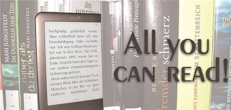 Ein E-Reader kann auch als Bibliothek verwendet werden. privat