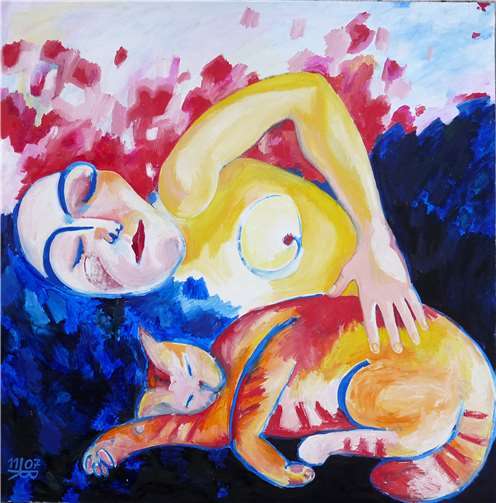 Ein Gemälde mit Katze. Beate Reuter