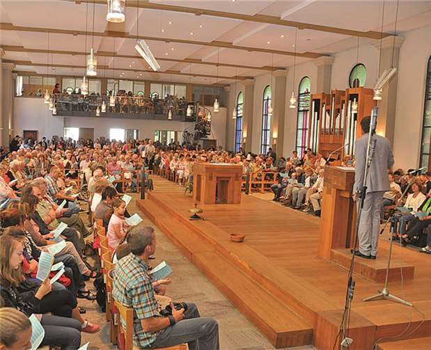 Ein Gottesdienst in der Pallottikirche. privat