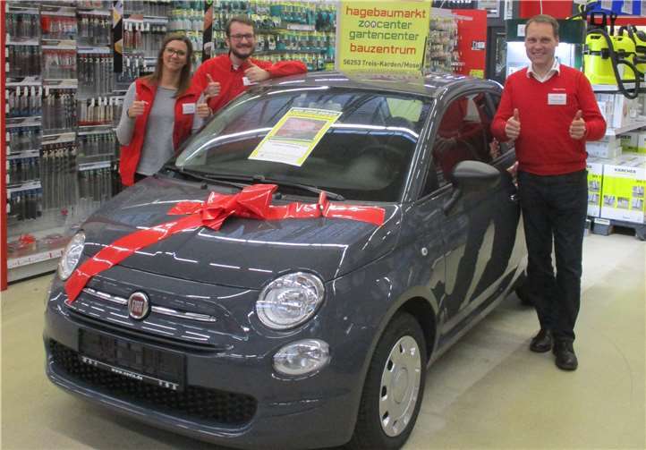 Ein Kunde des röhrig-bauzentrums hat den Fiat 500 gewonnen.