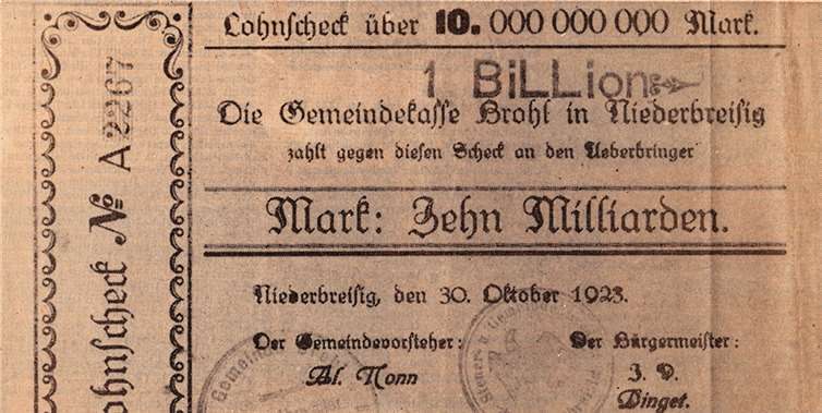 Ein Lohnscheck aus dem Jahr 1923.Privat