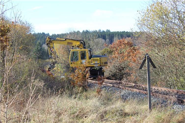 Ein Zweiwege-Bagger ist zwischen Utzerath und Ulmen unterwegs.Fotos: privat
