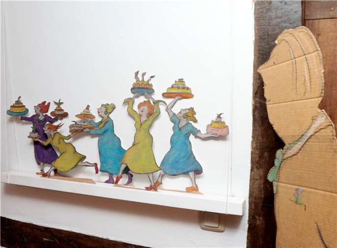 Ein ausgestelltes Werk von Franz Josef Kochs die die Gruppe Kuchenfrauen. Fotos: -SES-