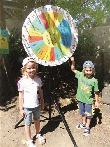 Ein beliebtes Spiel für die Kids war das Glücksrad.
