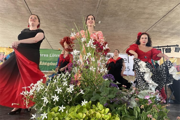 Ein buntes Bühnenprogramm wartet auf die Besucher – wieder dabei die Flamenco Tanzgruppe in Aktion auf dem Bürgerfest 2025