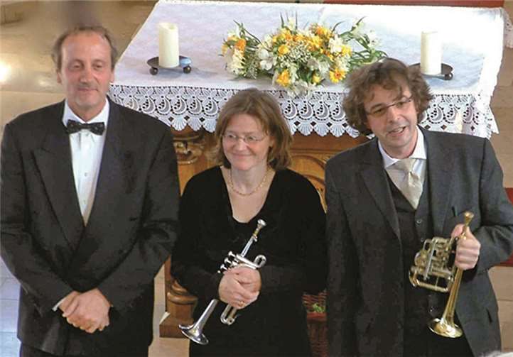 Ein eingespieltes Team: Das Trio Festivo mit Marion Kutscher und Michael Frangen (Trompeten) und Hans-André Stamm (Orgel).privat
