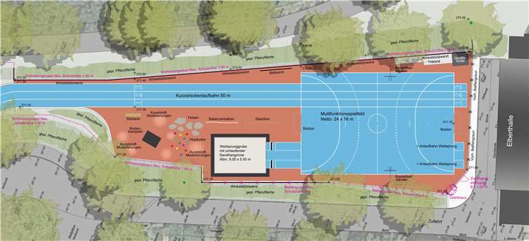 Ein erster Entwurf: So könnte die neue Sportanlage an der Grundschule in der Niederelbert nach dem Umbau aussehen. Grafik: S. Lukowski + Partner Landschaftsarchitekt