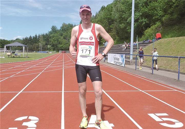 Ein gut gelaunter Peter Raueiser nach dem Lauf über 200 Meter. privat