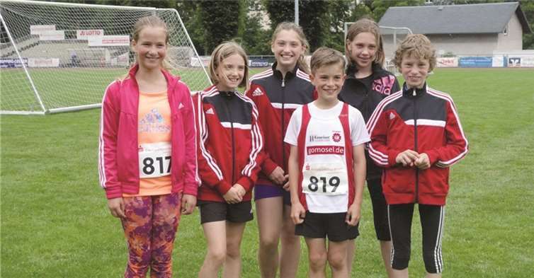 Ein starkes Team und strahlende Gesichter nach den Mehrkampf-Wettkämpfen: v.l. Ella Lehrmann, Josi Balles, Lilli Balles, Lennart Mohr, Sarah Gräf und Lucas Raueiser.privat