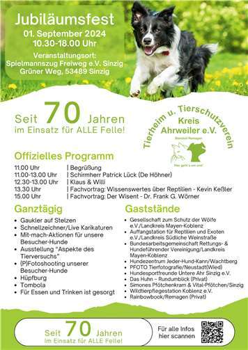 Ein tolles Programm für die ganze Familie. Grafik: Tierheim und Tierschutzverein Kreis Ahrweiler e.V.