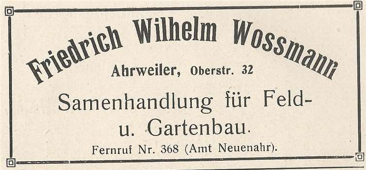 Eine Anzeige der Firma Wossmann.