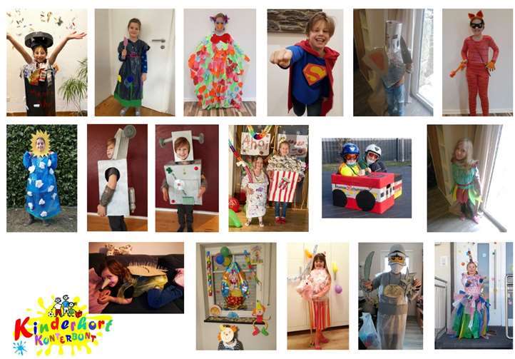 Eine Collage mit allen gebastelten Kostümen.Foto:Privat