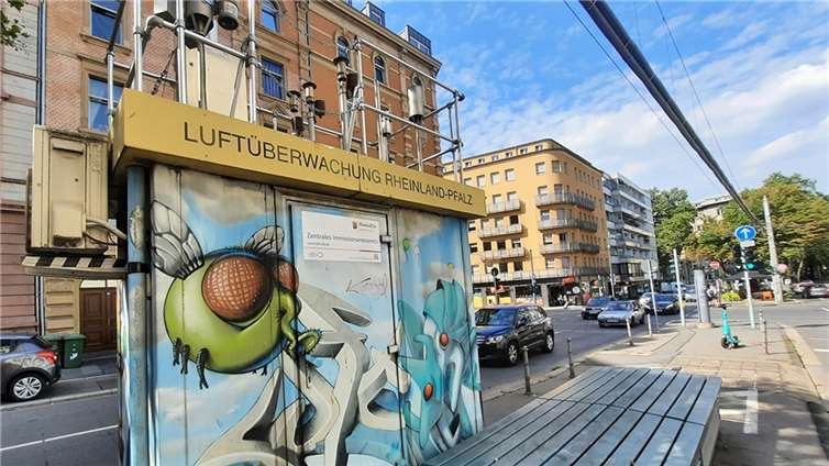 Eine Luftmessstation in Mainz.  Foto: LfU
