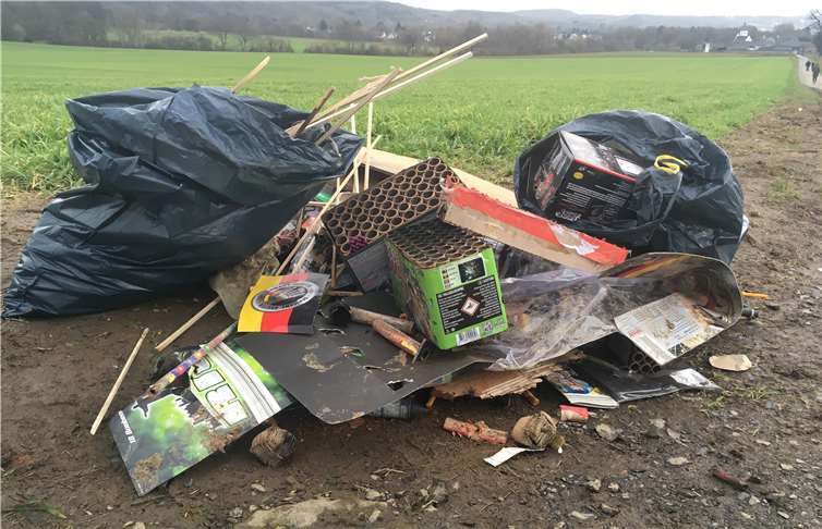 Eine Menge Unrat ist von der Silvesternacht 2017/2018 übrig geblieben –und wurde von den Pfadfindern Gladbach eingesammelt. Foto: Privat