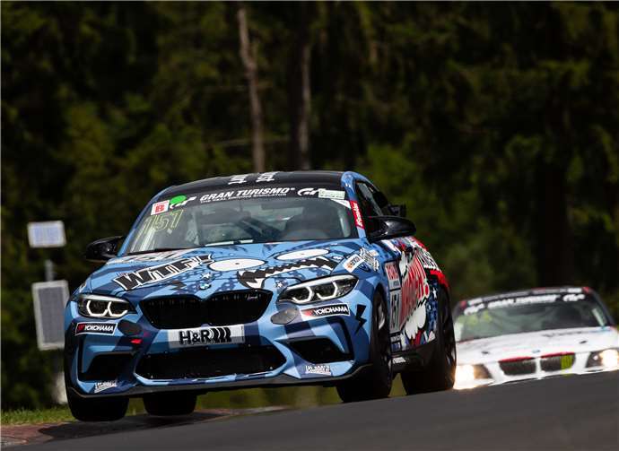 Eine Rennszene der VLN Langstreckenmeisterschaft Nuerburgring 2020, 60. ADAC Reinoldus-Langstreckenrennen: #151 - Sami-Matti Trogen, Mario Von Bohlen (BMW M2 CS Racing). Foto: Jan Brucke/VLN
