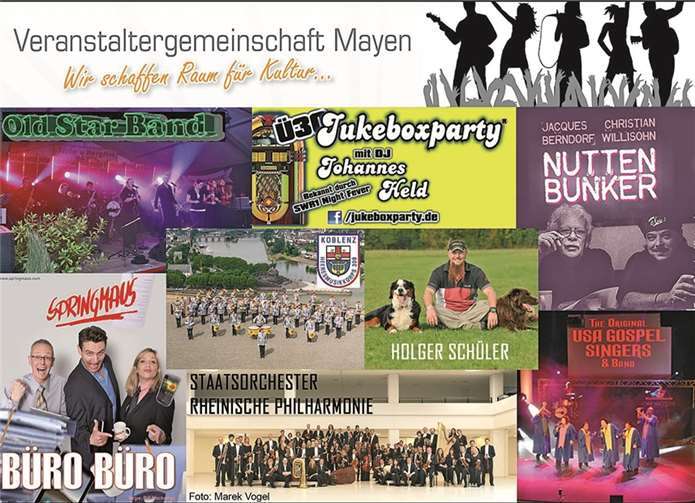 Eine Vielzahl von Veranstaltungen wartet im 2. Halbjahr 2013. Collage der Veranstaltergemeinschaft Mayen
